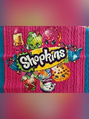 Shopkins Bright Pink Yellow Kids Bedding Quilt Wall Panel Colorful Characters